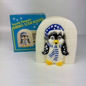 Vintage Frosty Penguin Baking Soda Holder
